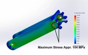 Wiper Arm Max Stress 104 MPa