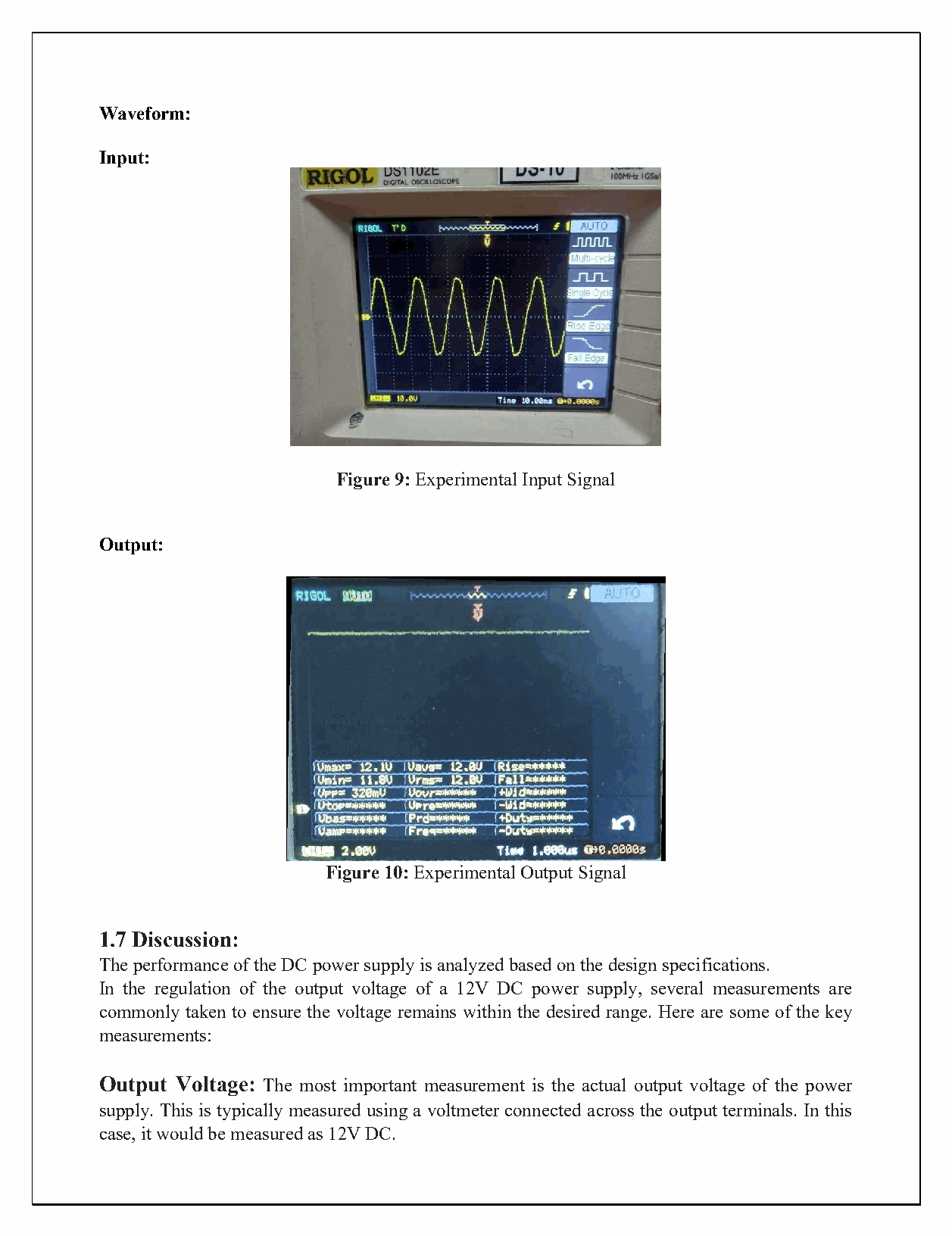 Experimental Input/Output Signals